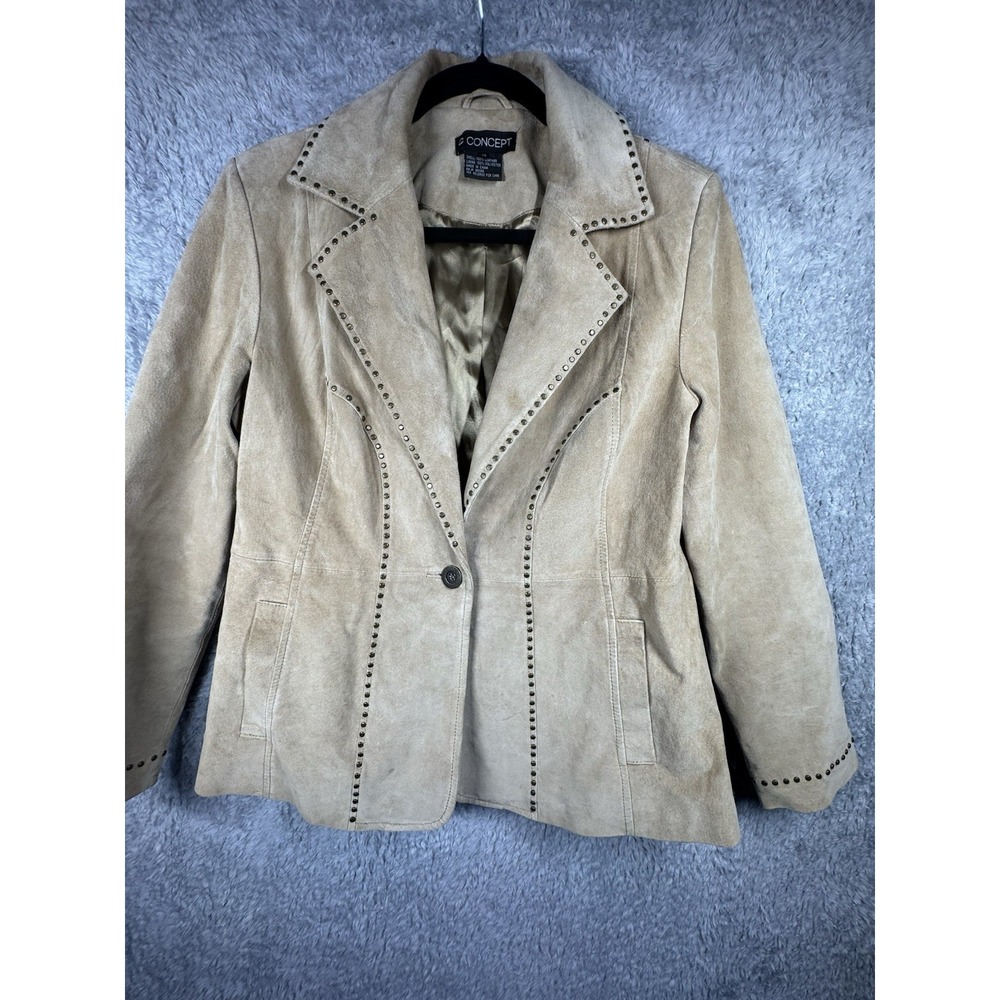 C Concept Vintage Soft leather Women's Jacket With Studs Size 10
